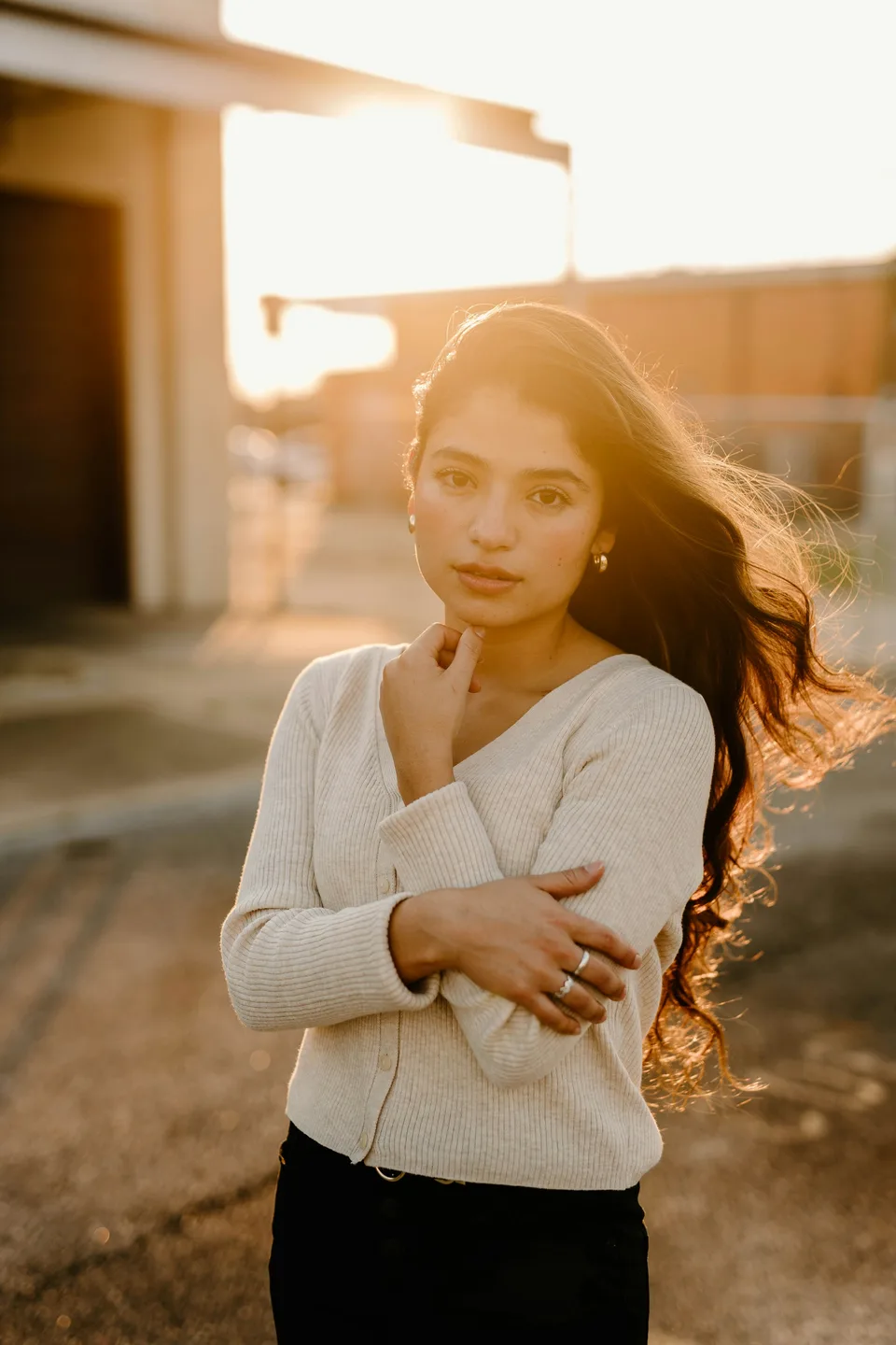 A quiet portrait with golden light falling across the face